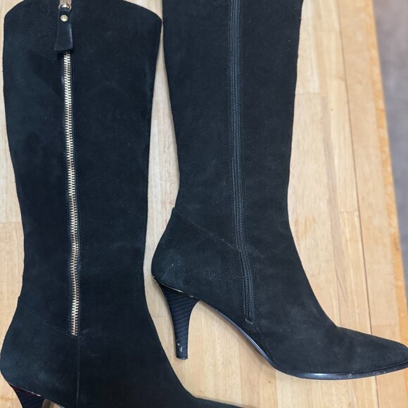 Valdini black suede knee-high boots size 10 - Picture 2 of 4